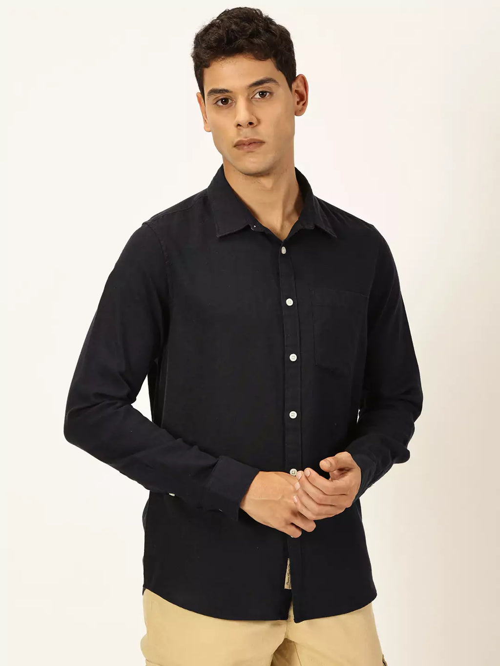 Thomas Scott Men Premium Linen Slim Fit Opaque Casual Shirt