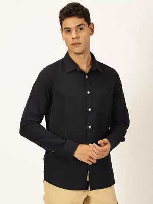 Thomas Scott Men Premium Linen Slim Fit Opaque Casual Shirt