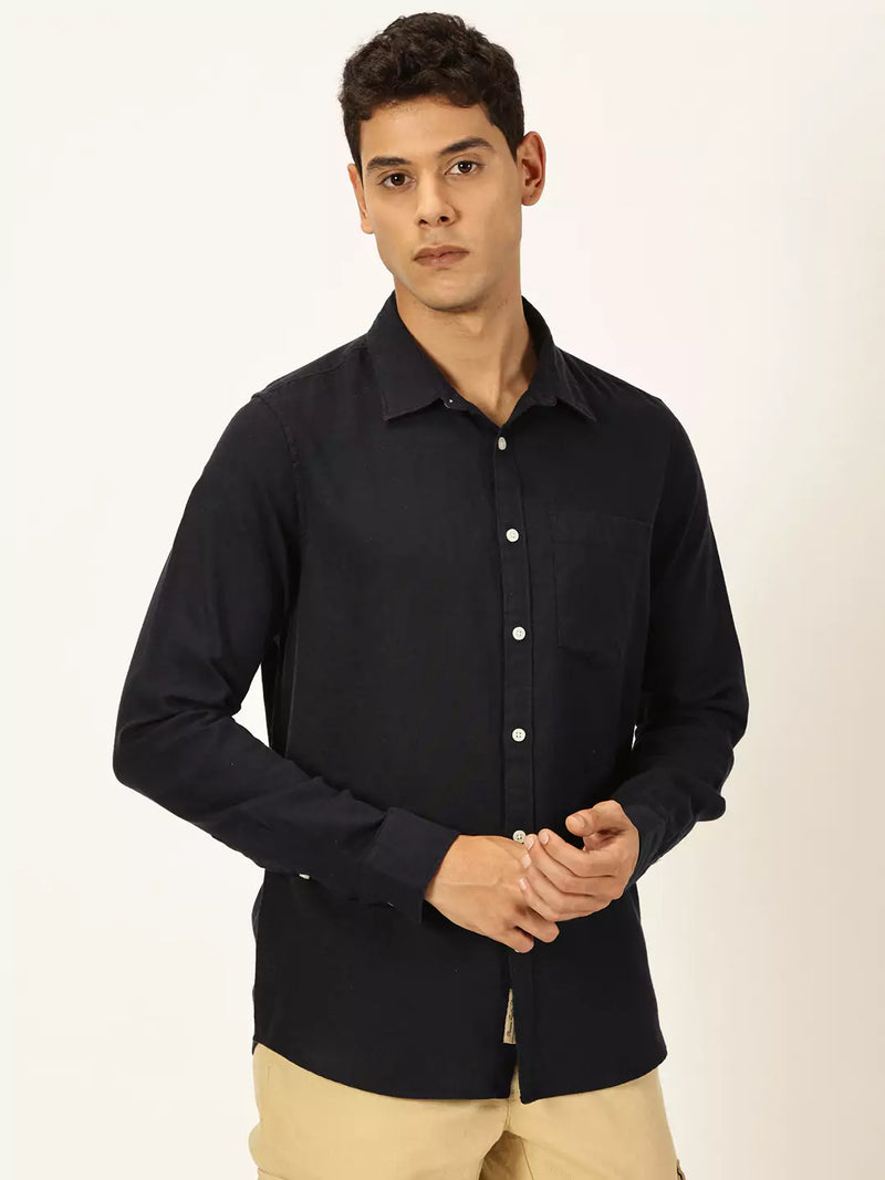 Thomas Scott Men Premium Linen Slim Fit Opaque Casual Shirt