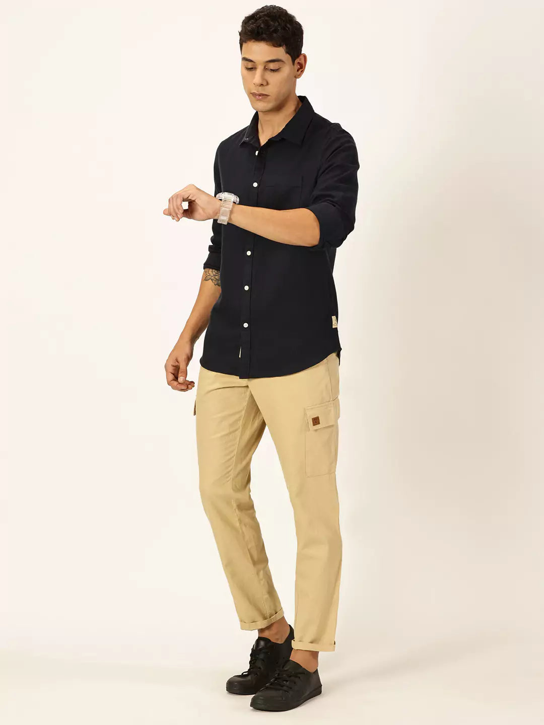 Thomas Scott Men Premium Linen Slim Fit Opaque Casual Shirt