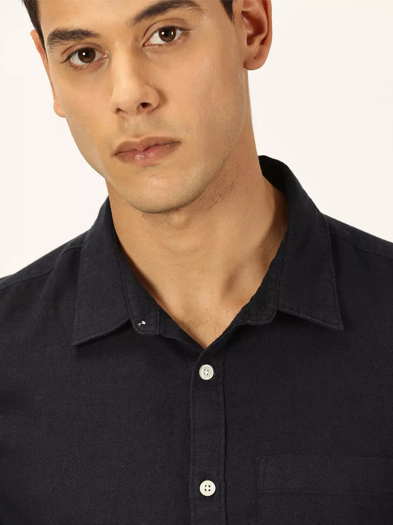 Thomas Scott Men Premium Linen Slim Fit Opaque Casual Shirt