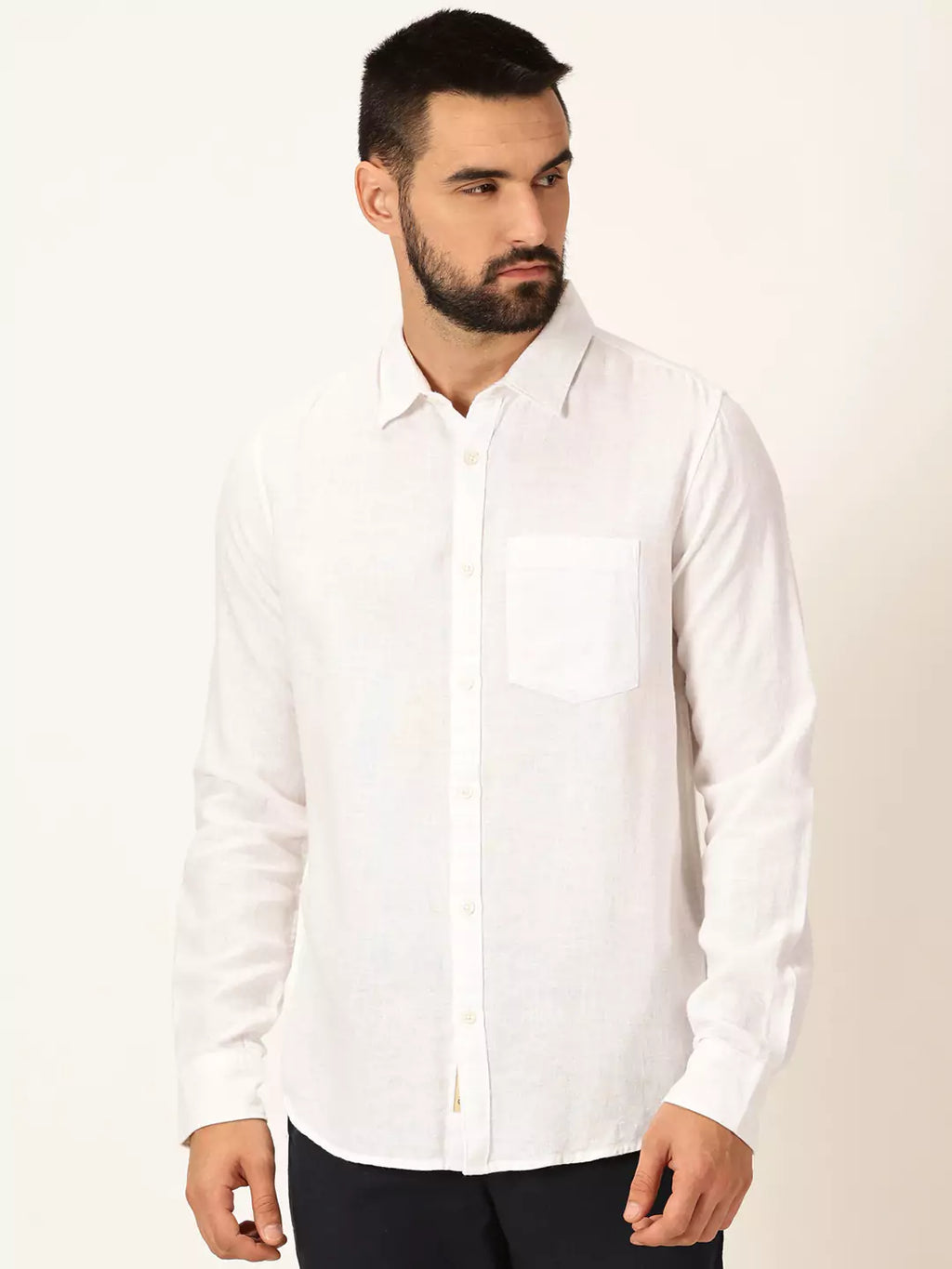 Thomas Scott Men Premium Linen Slim Fit Long Sleeves Casual Shirt