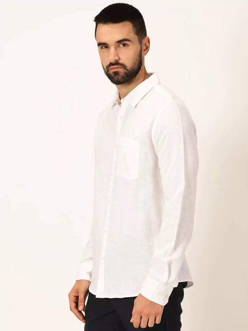 Thomas Scott Men Premium Linen Slim Fit Long Sleeves Casual Shirt