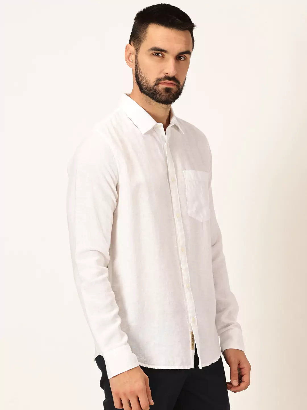 Thomas Scott Men Premium Linen Slim Fit Long Sleeves Casual Shirt