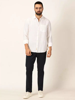 Thomas Scott Men Premium Linen Slim Fit Long Sleeves Casual Shirt