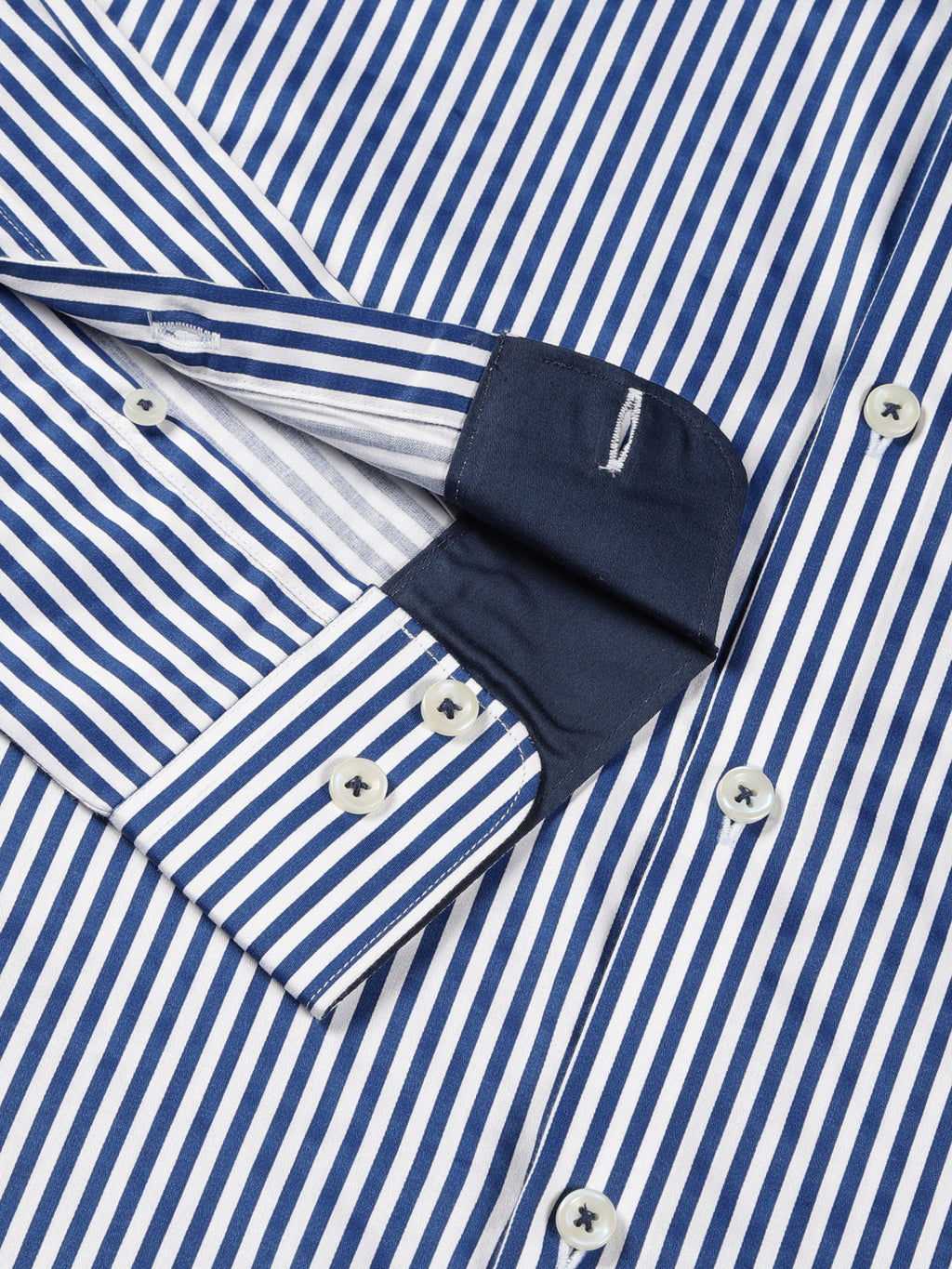 Thomas Scott Men Premium Striped Spread Collar Long Sleeves Formal Shirt