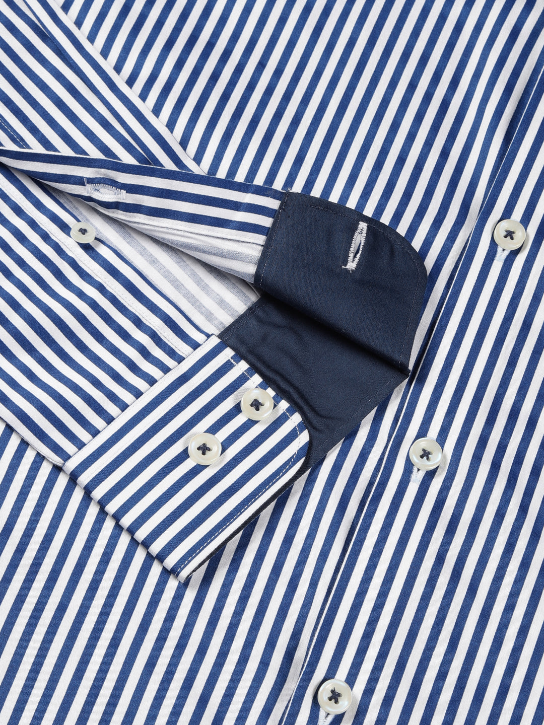 Thomas Scott Men Premium Striped Spread Collar Long Sleeves Formal Shirt