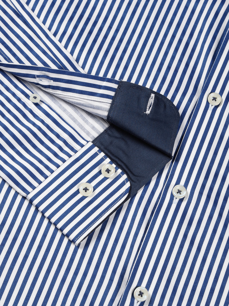Thomas Scott Men Premium Striped Spread Collar Long Sleeves Formal Shirt