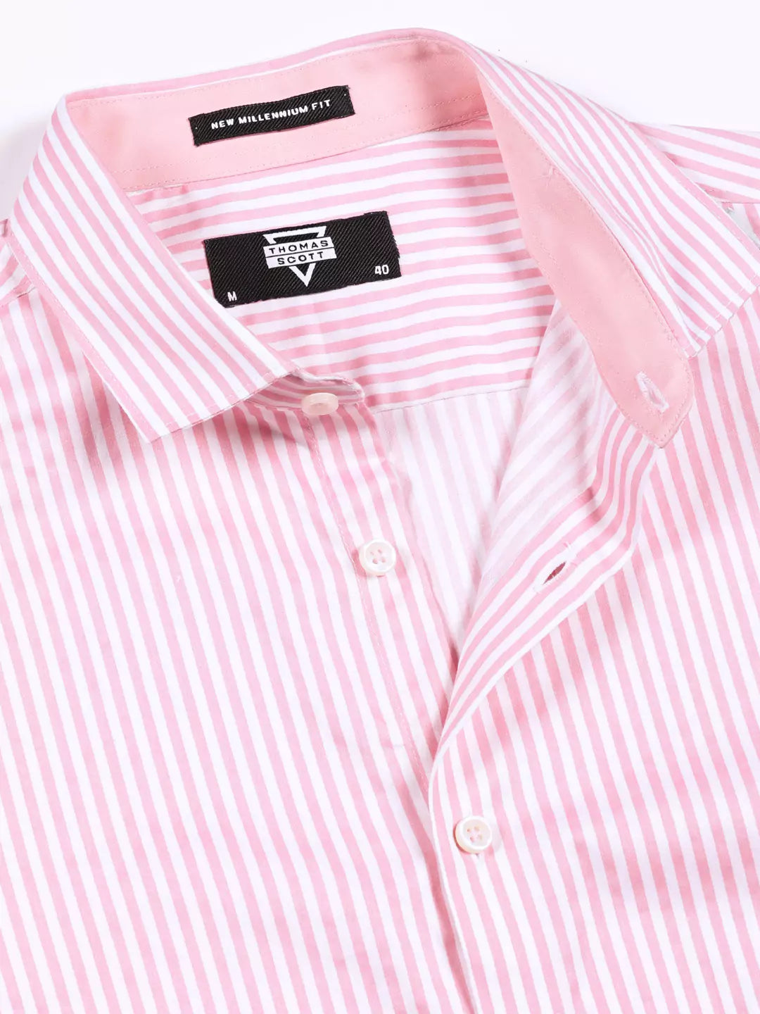 Thomas Scott Men Vertical Striped Premium Cotton Opaque Formal Shirt