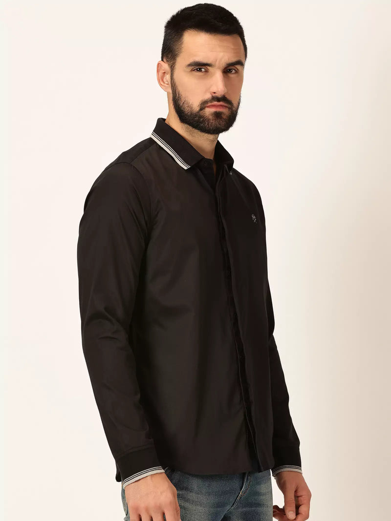 Thomas Scott Men Premium Spread Collar Long Sleeves Casual Shirt