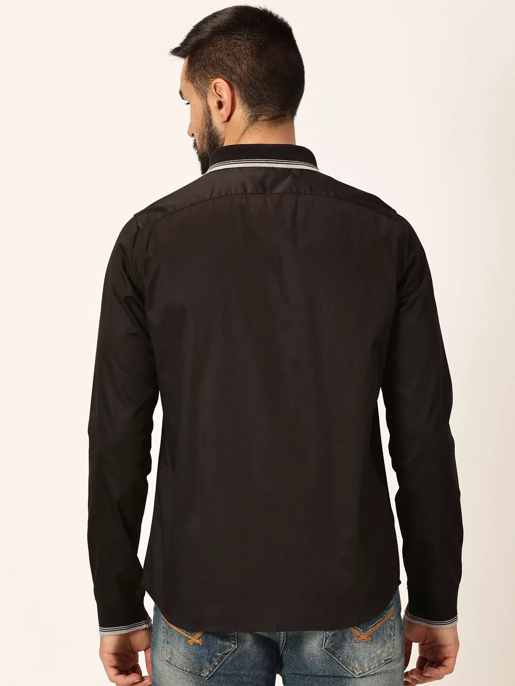 Thomas Scott Men Premium Spread Collar Long Sleeves Casual Shirt