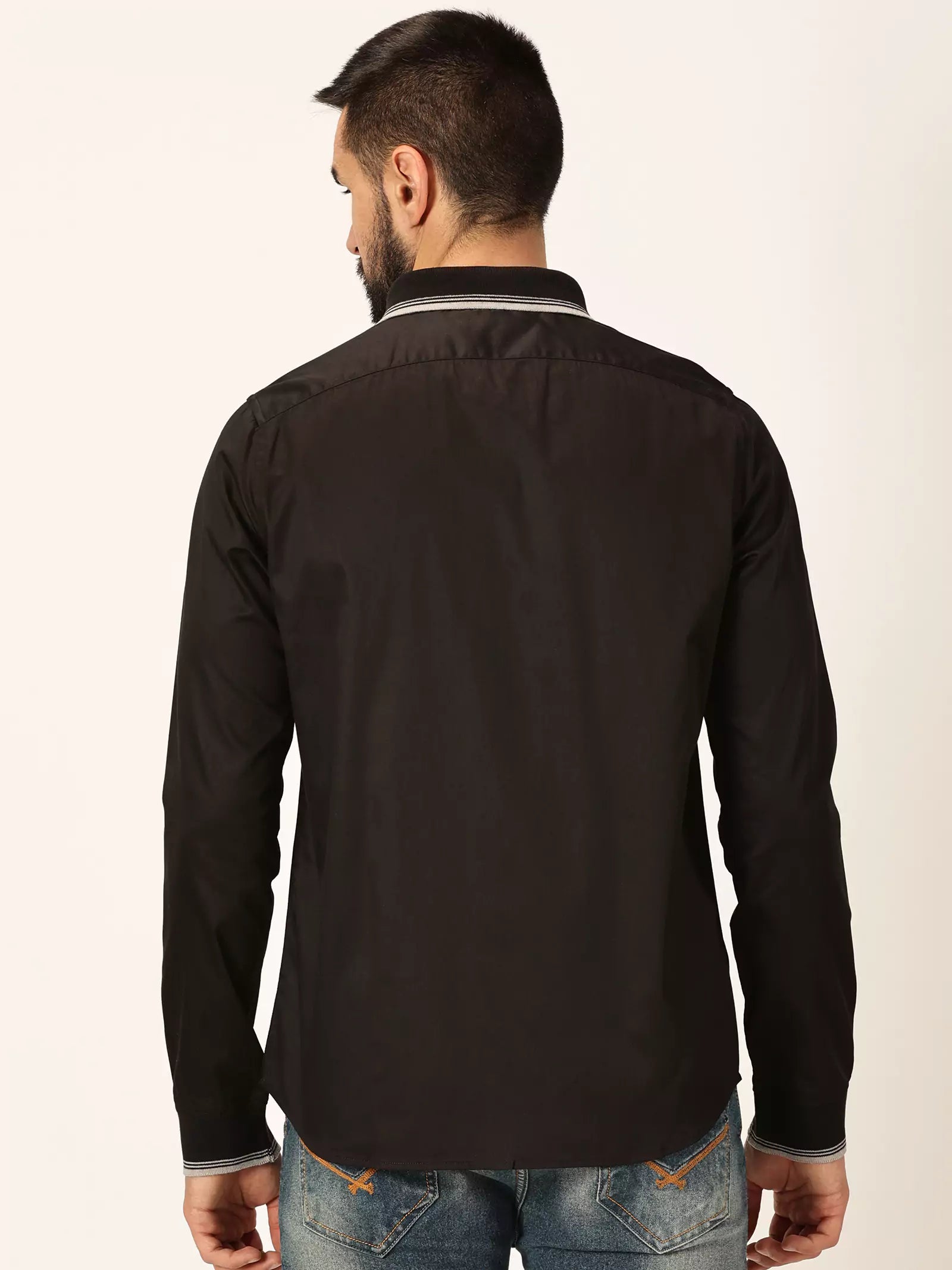 Thomas Scott Men Premium Spread Collar Long Sleeves Casual Shirt