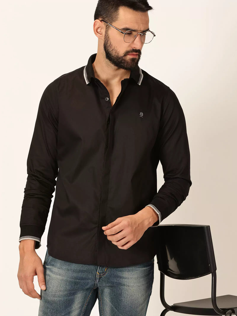 Thomas Scott Men Premium Spread Collar Long Sleeves Casual Shirt