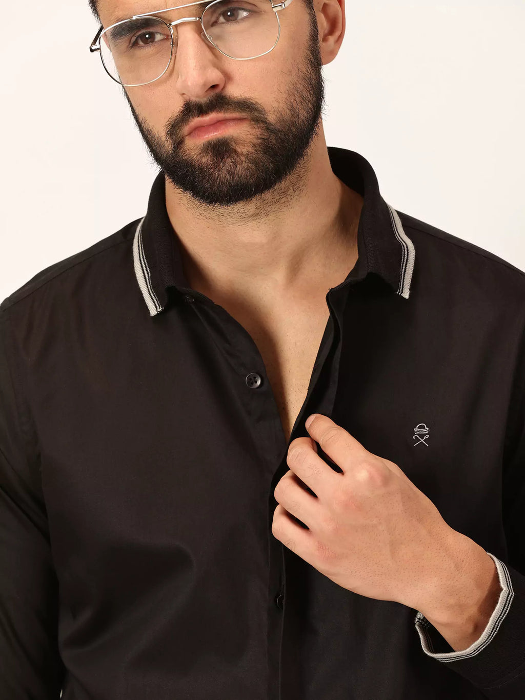 Thomas Scott Men Premium Spread Collar Long Sleeves Casual Shirt