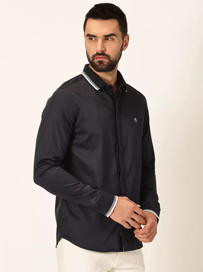 Thomas Scott Men Premium Spread Collar Long Sleeves Casual Shirt