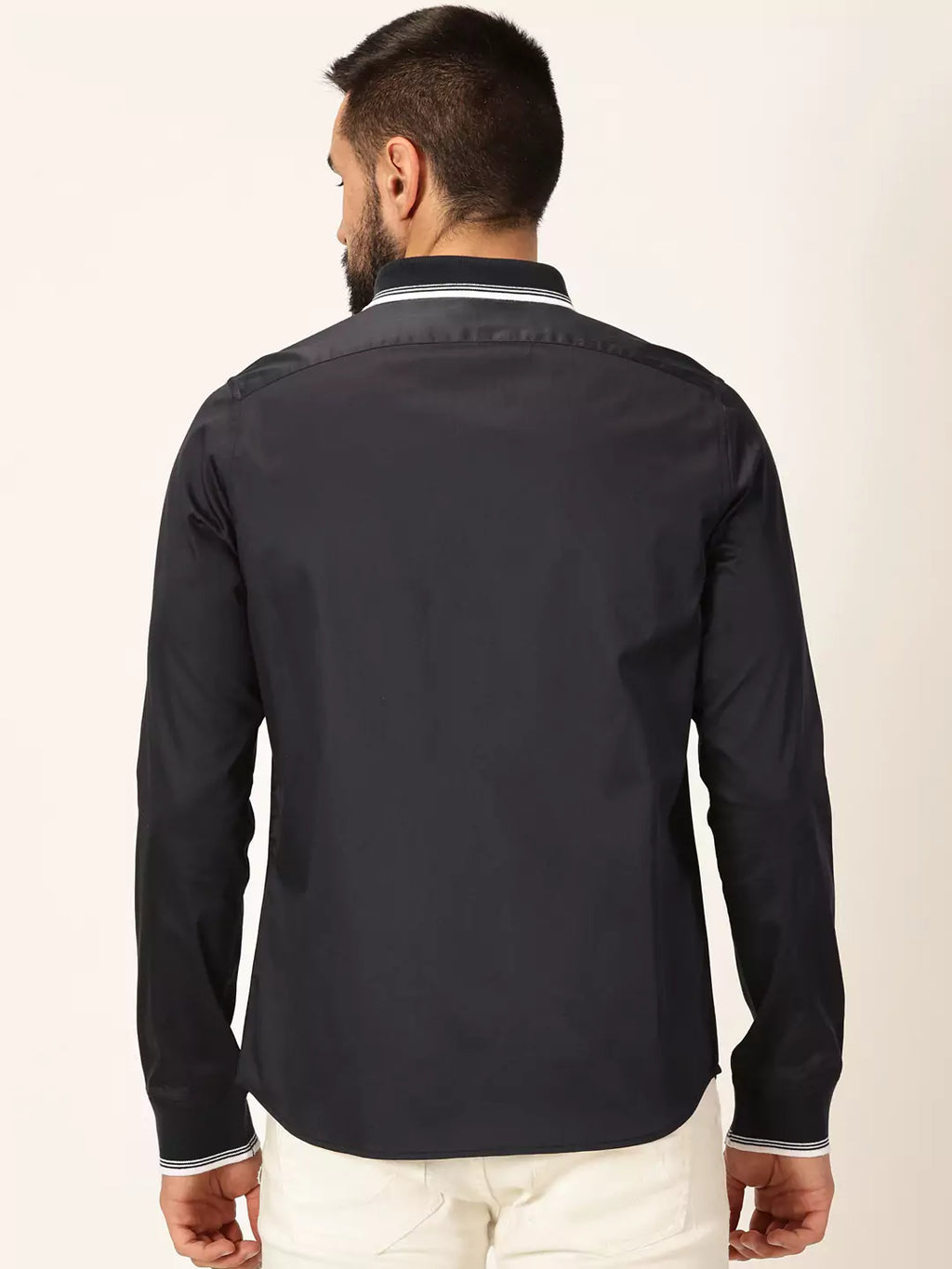 Thomas Scott Men Premium Spread Collar Long Sleeves Casual Shirt
