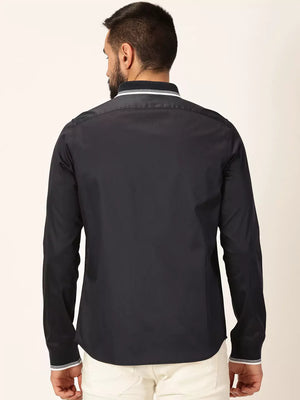 Thomas Scott Men Premium Spread Collar Long Sleeves Casual Shirt
