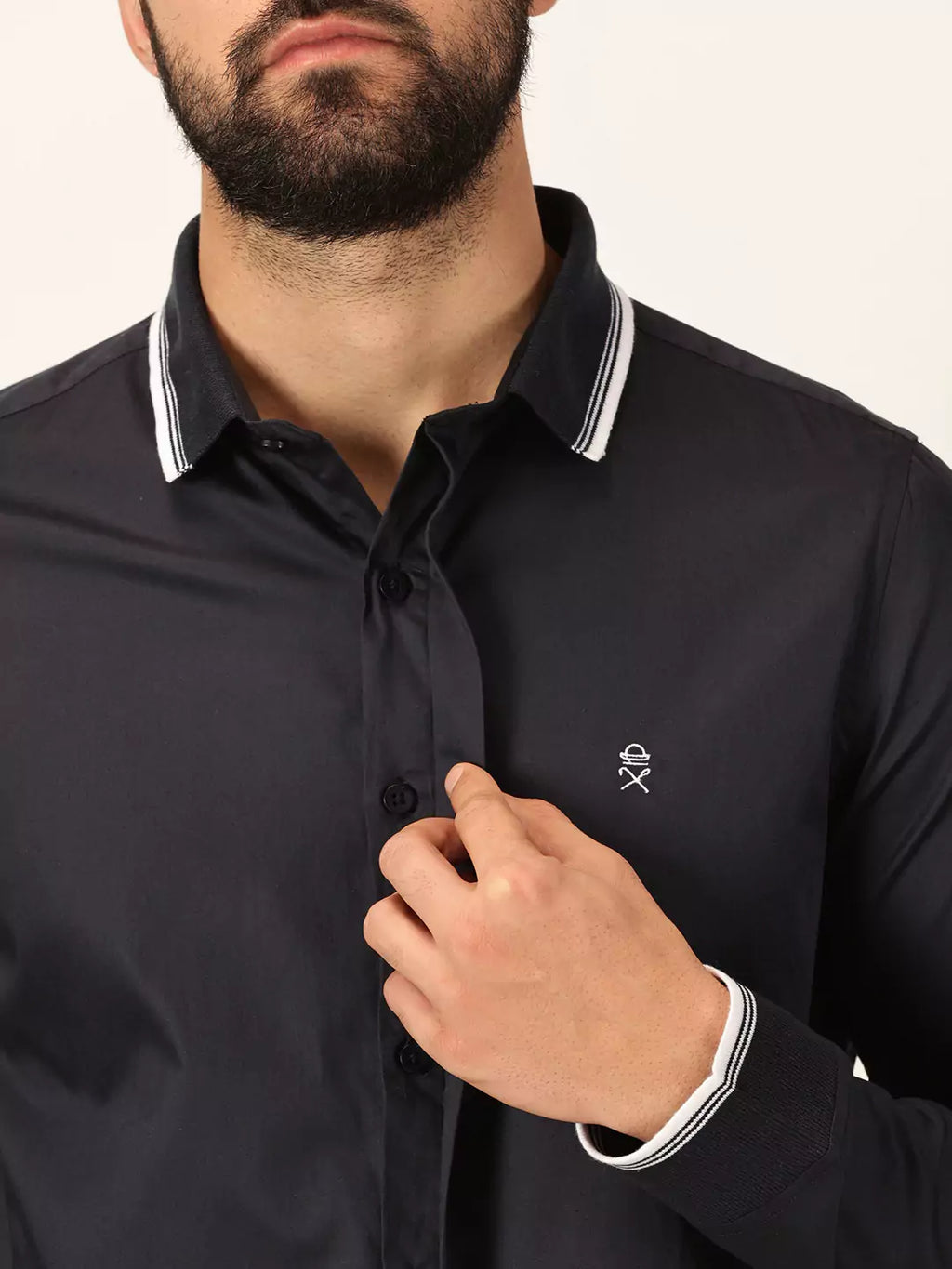 Thomas Scott Men Premium Spread Collar Long Sleeves Casual Shirt
