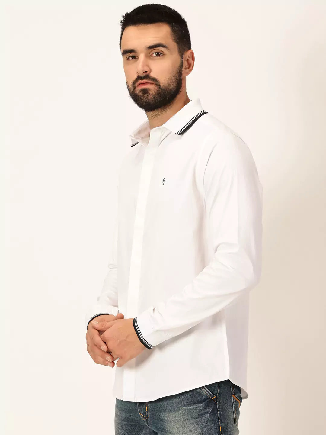 Thomas Scott Men Premium Spread Collar Long Sleeves Casual Shirt
