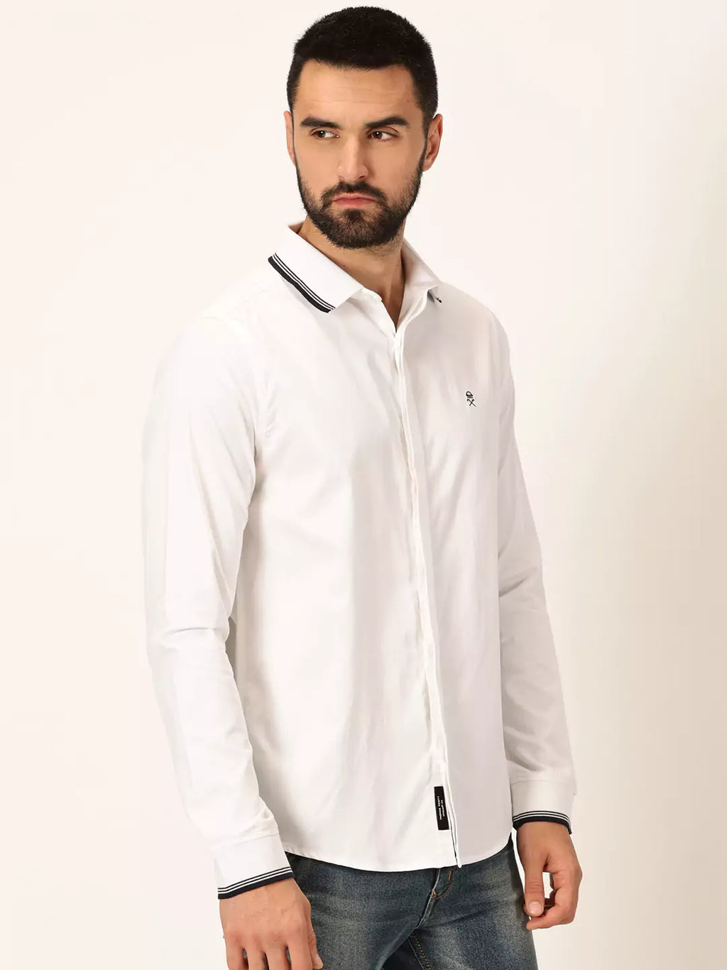 Thomas Scott Men Premium Spread Collar Long Sleeves Casual Shirt
