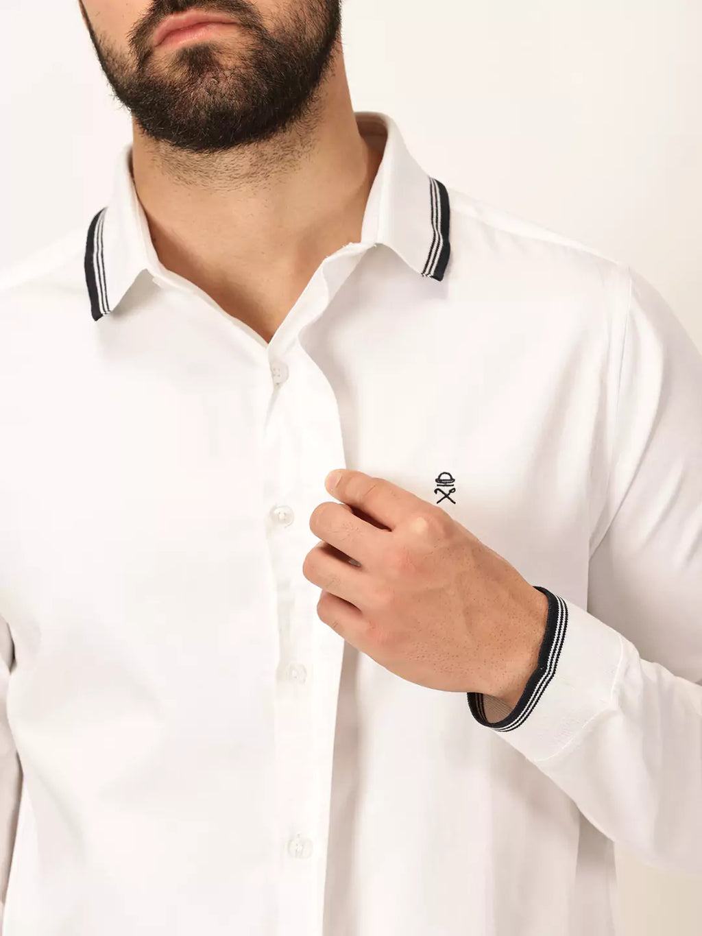 Thomas Scott Men Premium Spread Collar Long Sleeves Casual Shirt