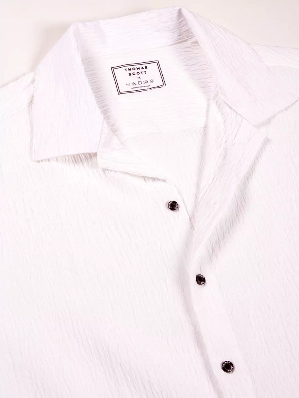 Thomas Scott Men Premium Slim Fit Self Design Textured Cuban Collar Seersucker Casual Shirt
