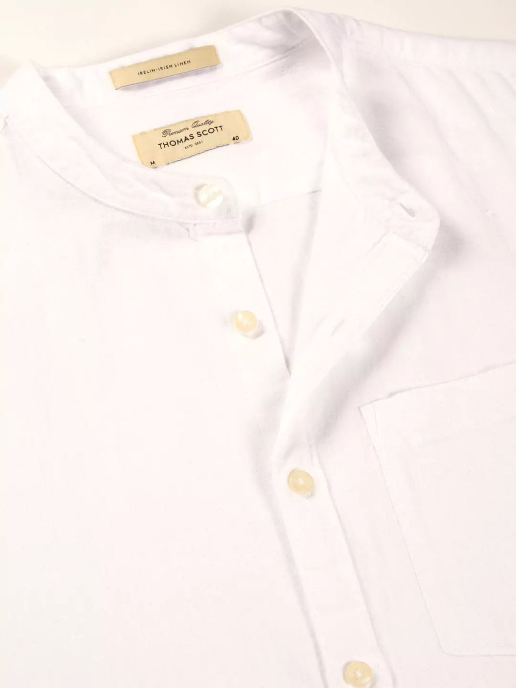Thomas Scott Men Premium Cotton Linen Slim Fit Opaque Casual Shirt