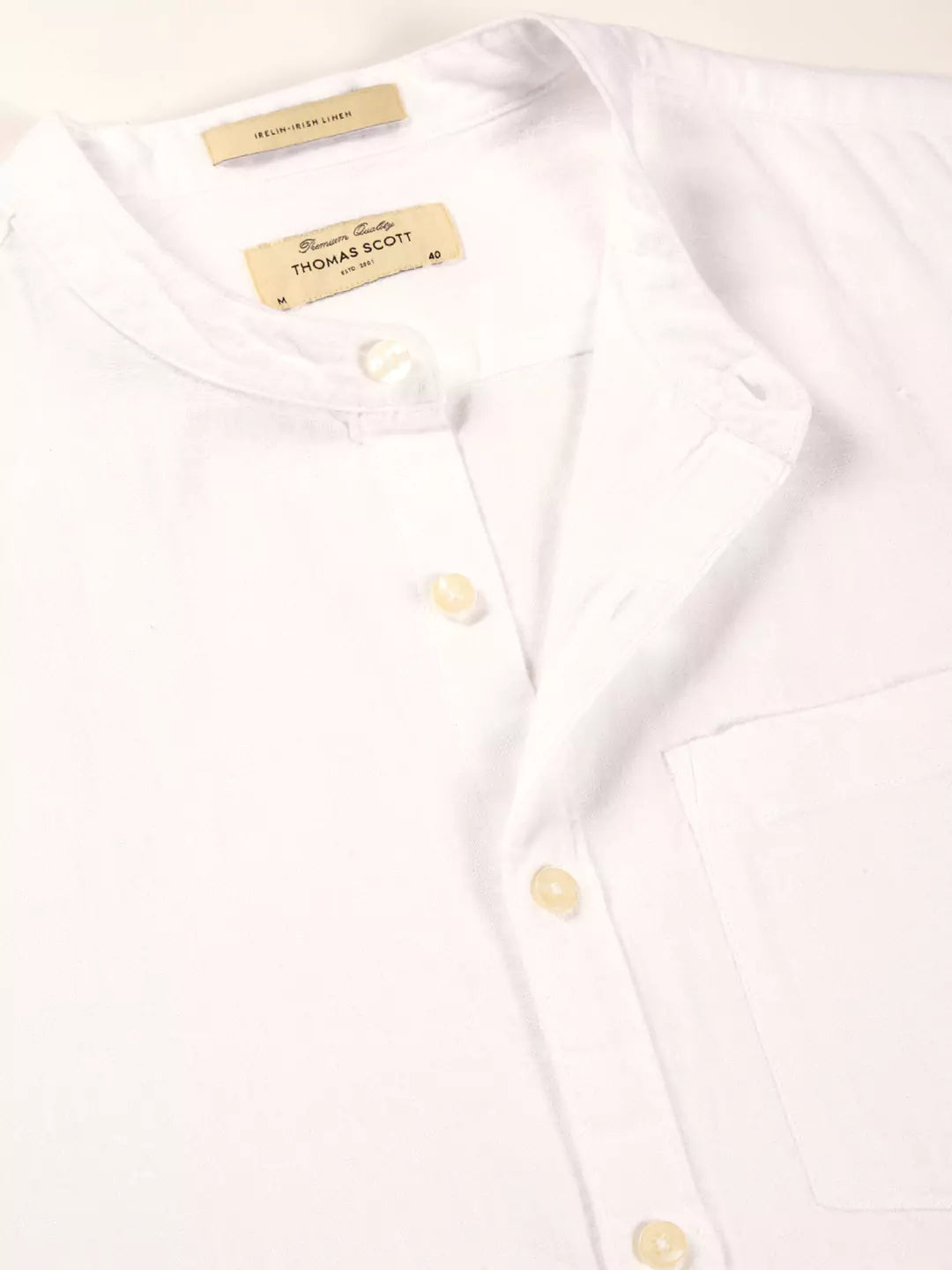 Thomas Scott Men Premium Cotton Linen Slim Fit Opaque Casual Shirt