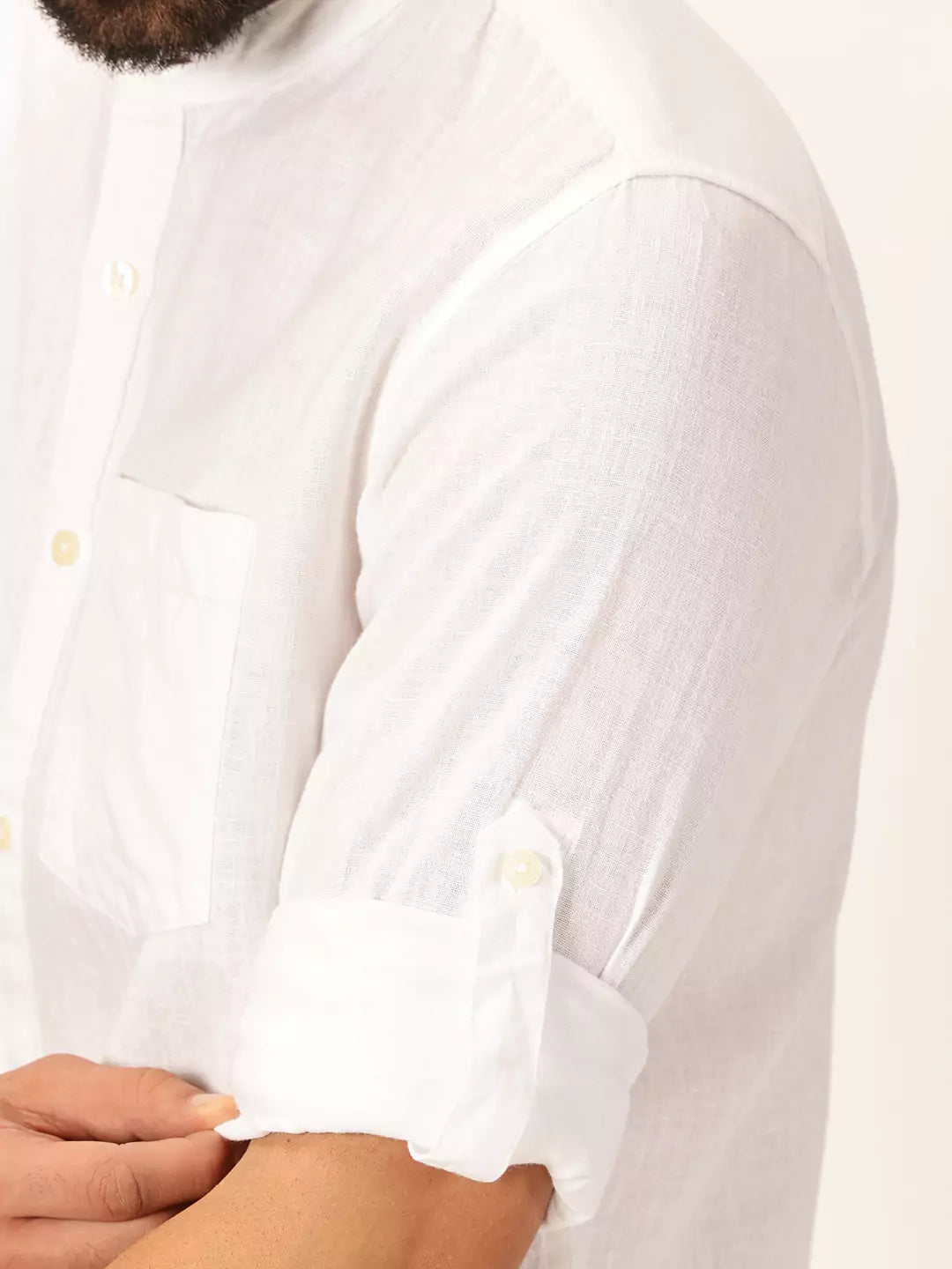 Thomas Scott Men Premium Cotton Linen Slim Fit Opaque Casual Shirt