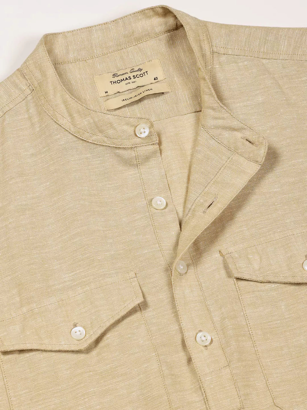 Thomas Scott Men Premium Cotton Linen Slim Fit Opaque Casual Shirt