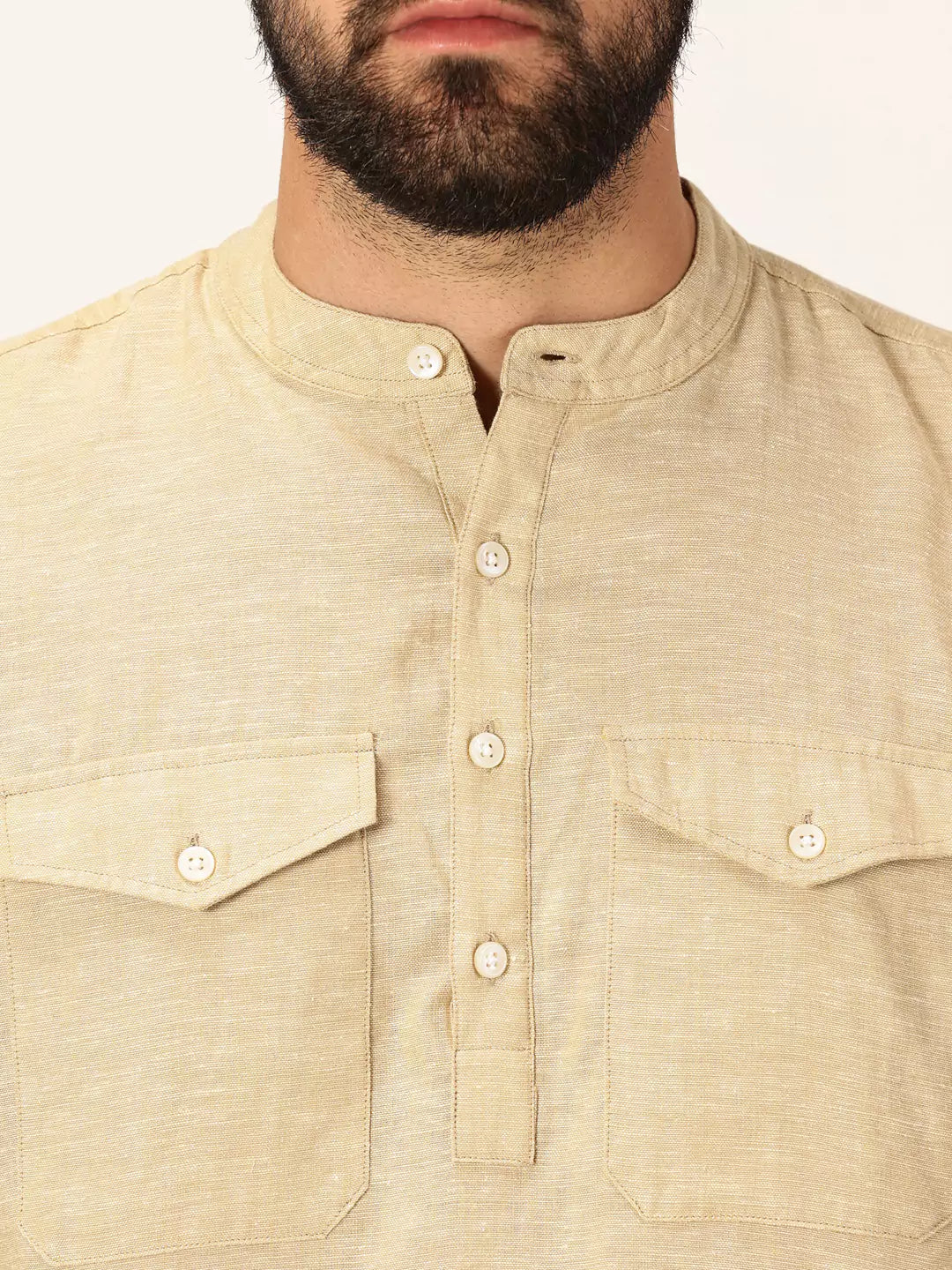 Thomas Scott Men Premium Cotton Linen Slim Fit Opaque Casual Shirt