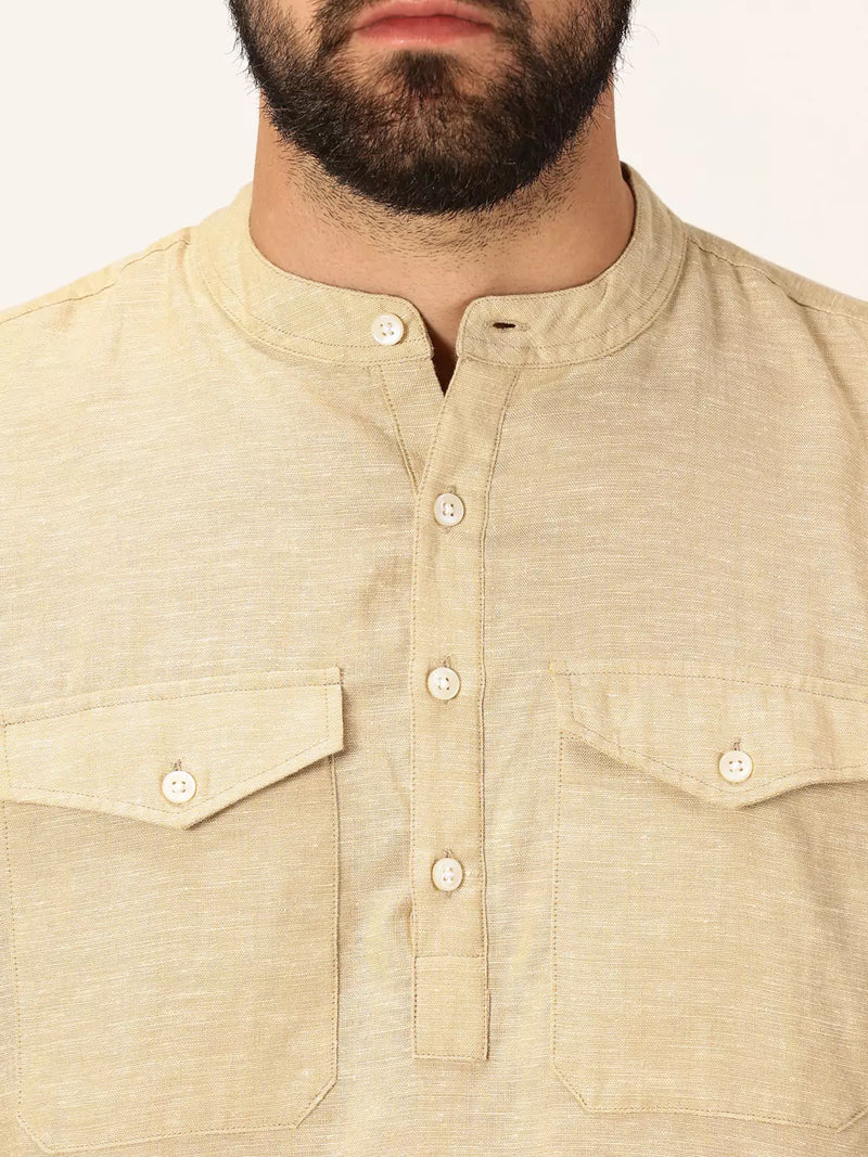 Thomas Scott Men Premium Cotton Linen Slim Fit Opaque Casual Shirt