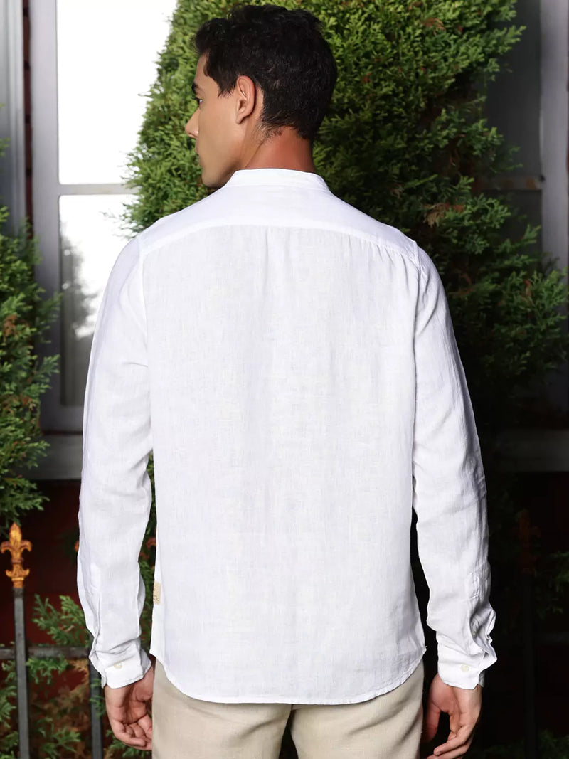 Thomas Scott Men Premium Cotton Linen Slim Fit Opaque Casual Shirt