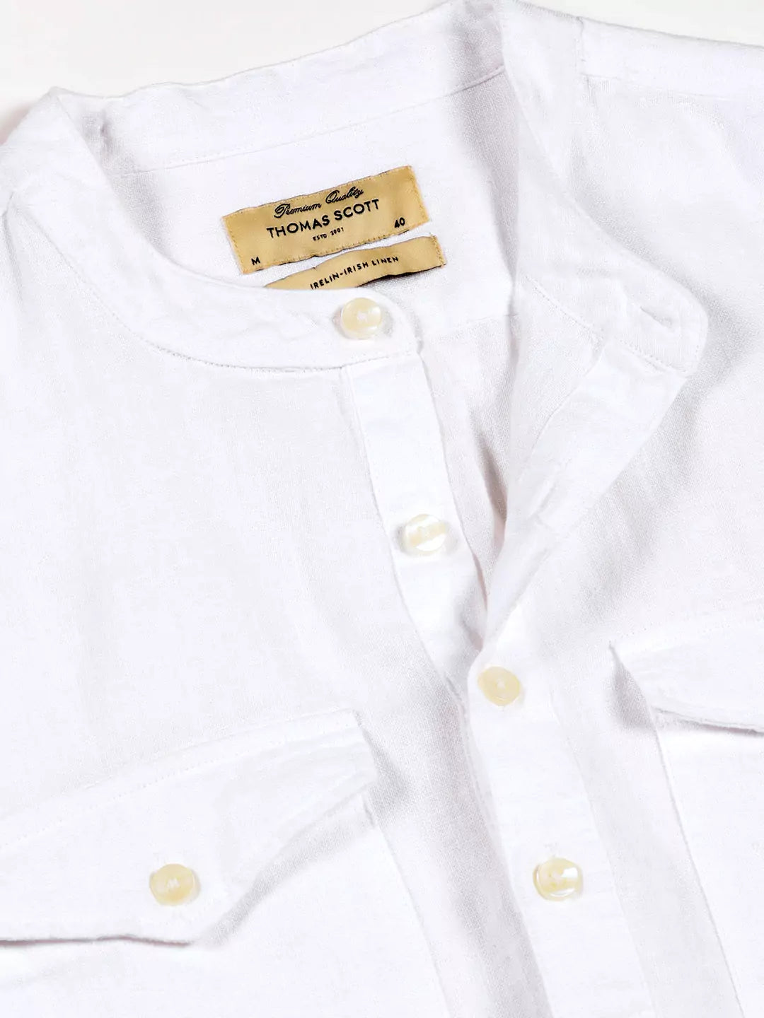 Thomas Scott Men Premium Cotton Linen Slim Fit Opaque Casual Shirt
