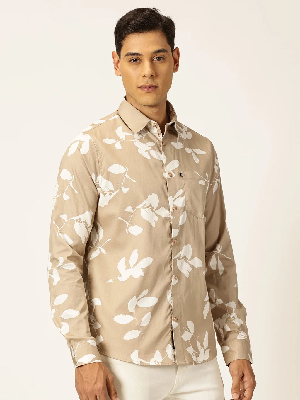 Thomas Scott Men Premium Slim Fit Floral Printed Full Sleeves Cotton Shirt