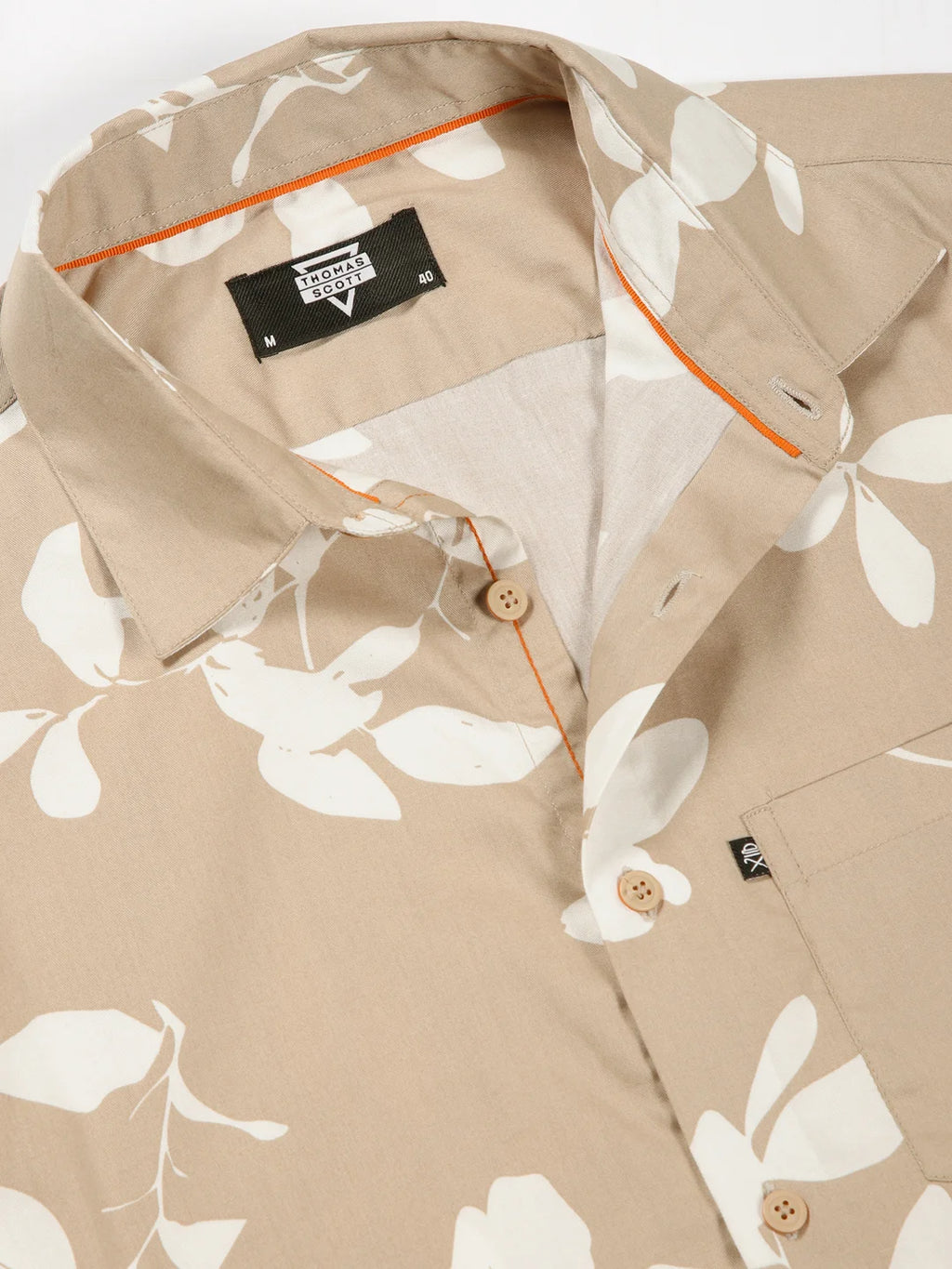Thomas Scott Men Premium Slim Fit Floral Printed Full Sleeves Cotton Shirt