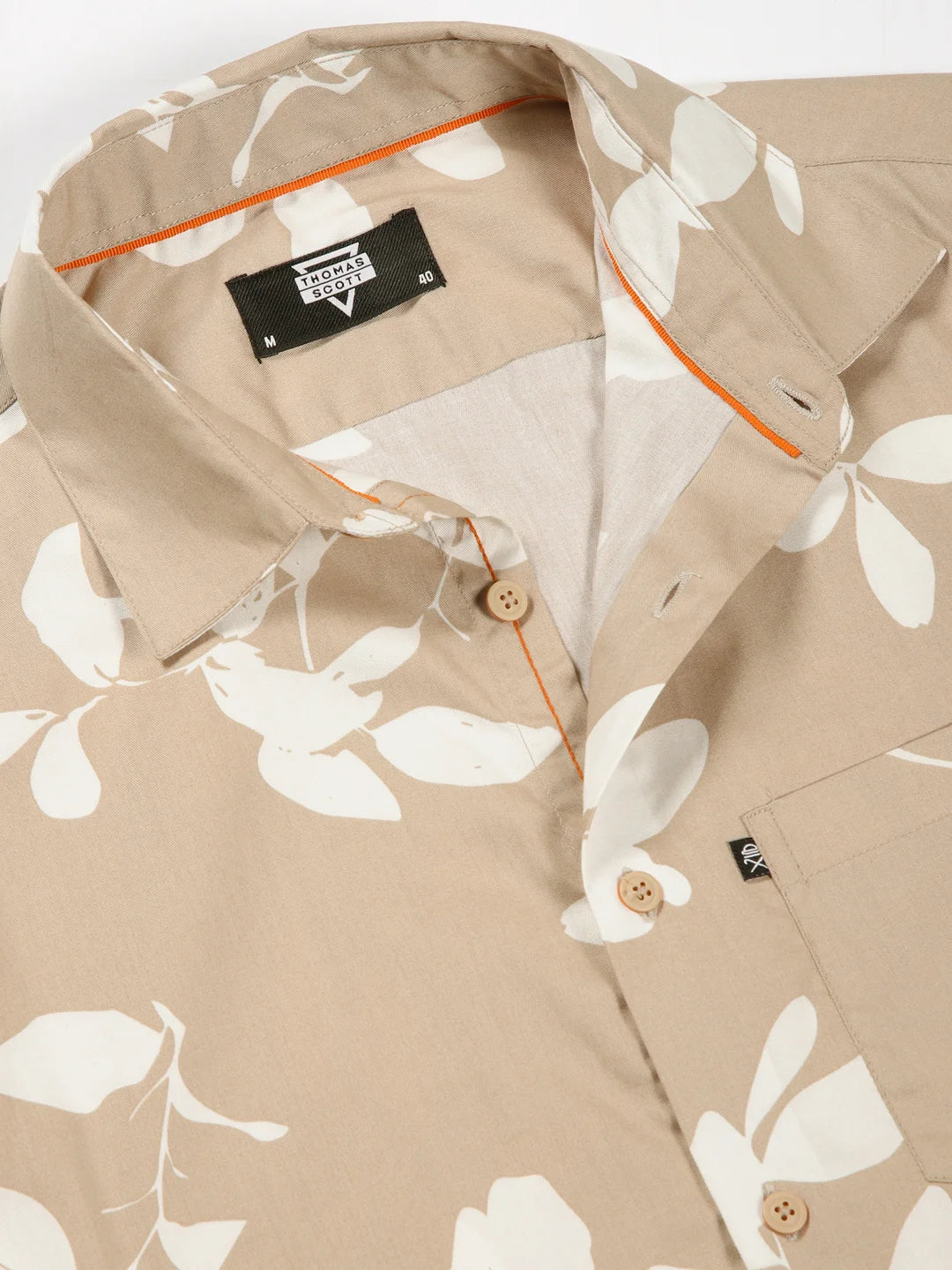 Thomas Scott Men Premium Slim Fit Floral Printed Full Sleeves Cotton Shirt