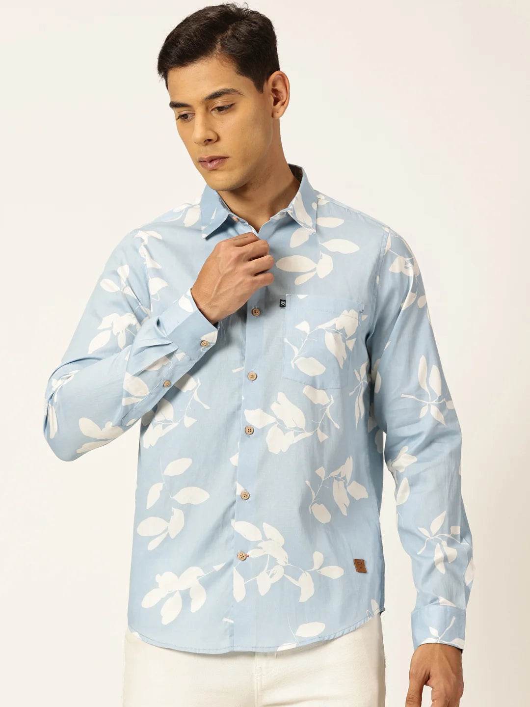 Thomas Scott Men Premium Slim Fit Opaque Cotton Printed Casual Shirt