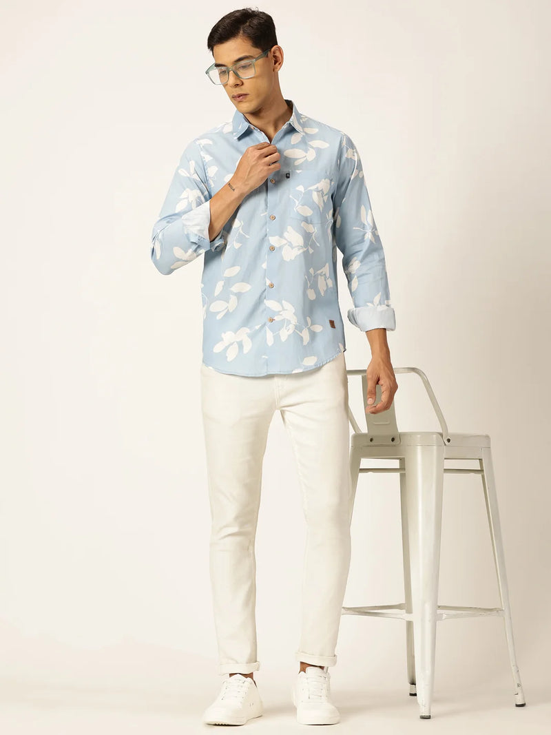 Thomas Scott Men Premium Slim Fit Opaque Cotton Printed Casual Shirt