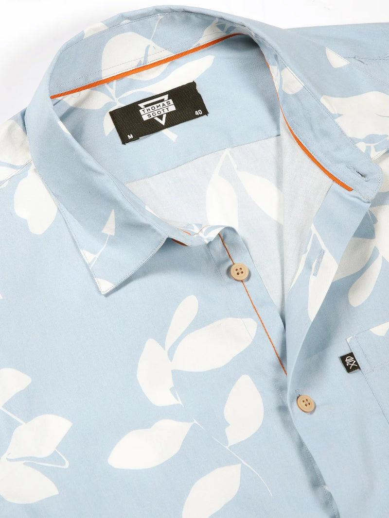 Thomas Scott Men Premium Slim Fit Opaque Cotton Printed Casual Shirt