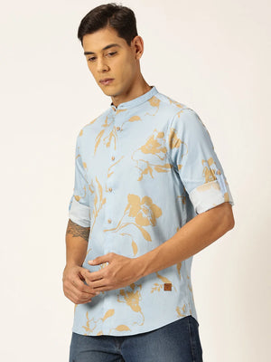 Thomas Scott Men Premium Slim Fit Floral Opaque Printed Cotton Casual Shirt