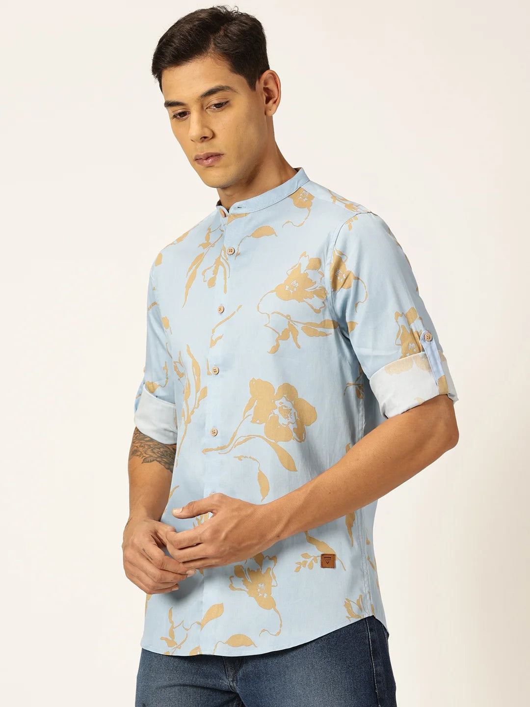 Thomas Scott Men Premium Slim Fit Floral Opaque Printed Cotton Casual Shirt