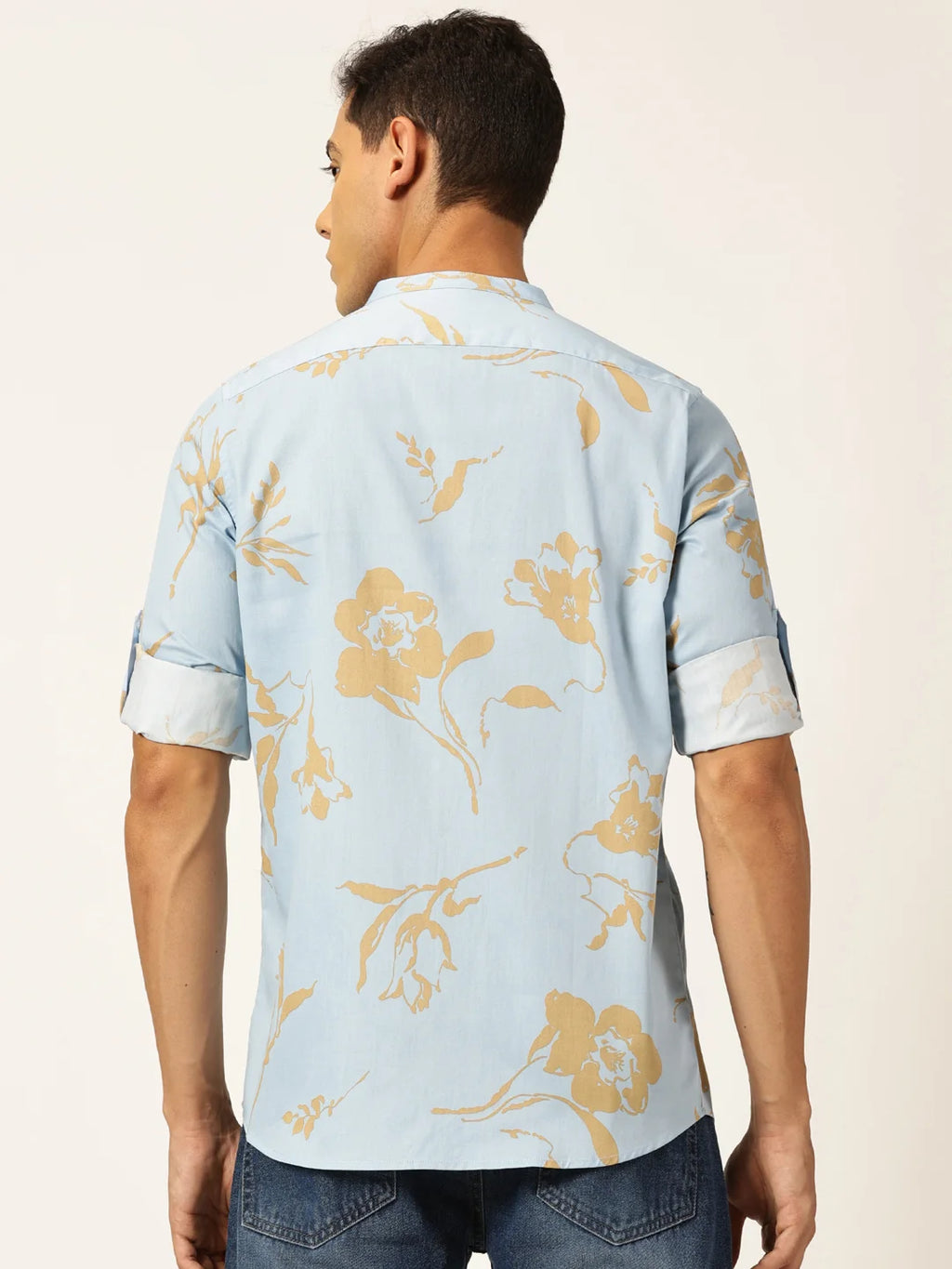 Thomas Scott Men Premium Slim Fit Floral Opaque Printed Cotton Casual Shirt
