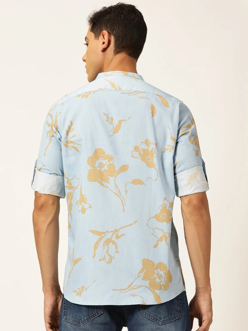 Thomas Scott Men Premium Slim Fit Floral Opaque Printed Cotton Casual Shirt
