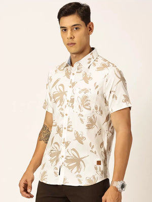 Thomas Scott Men Premium Slim Fit Floral Opaque Printed Cotton Casual Shirt