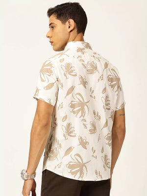 Thomas Scott Men Premium Slim Fit Floral Opaque Printed Cotton Casual Shirt