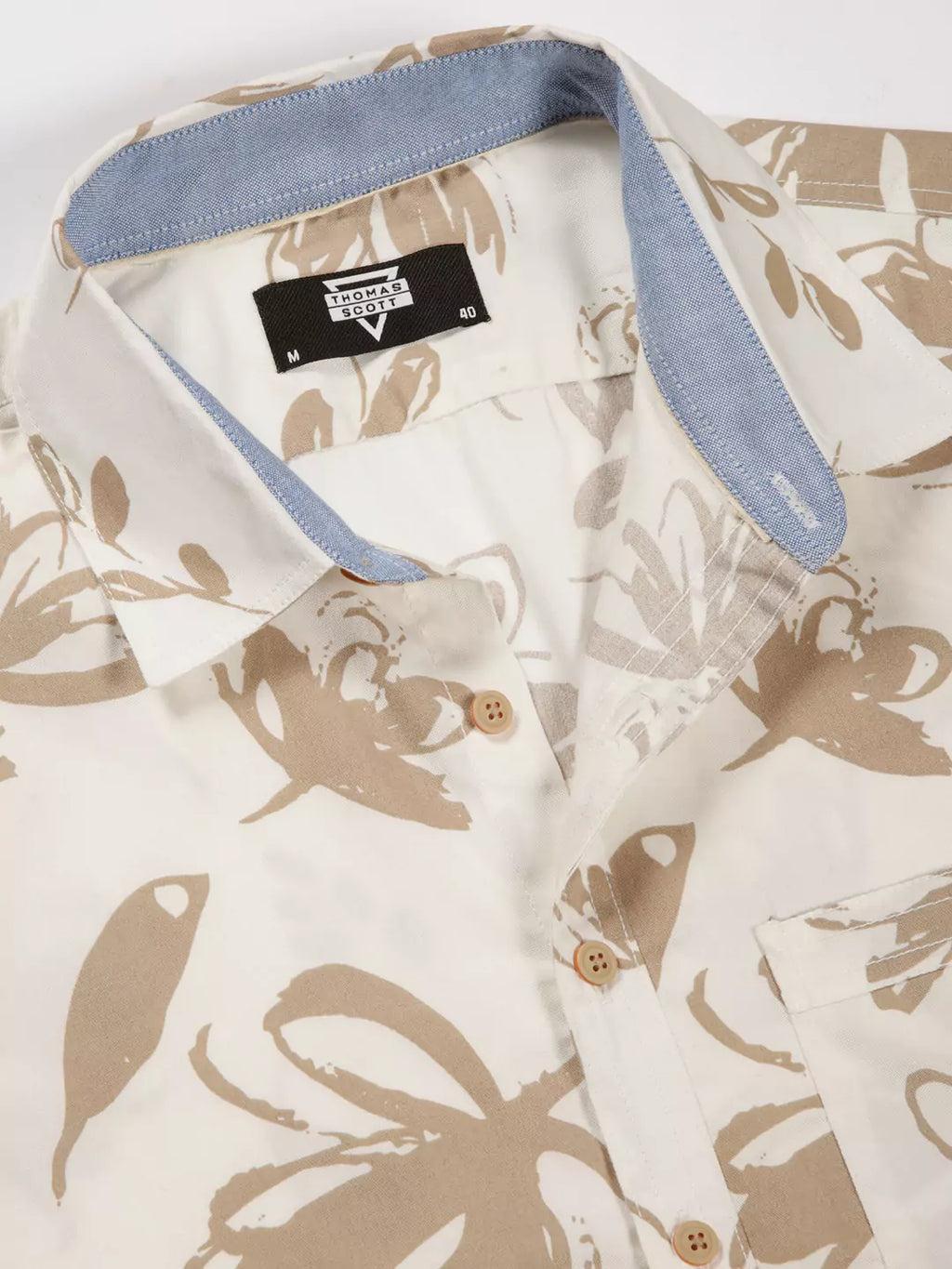 Thomas Scott Men Premium Slim Fit Floral Opaque Printed Cotton Casual Shirt