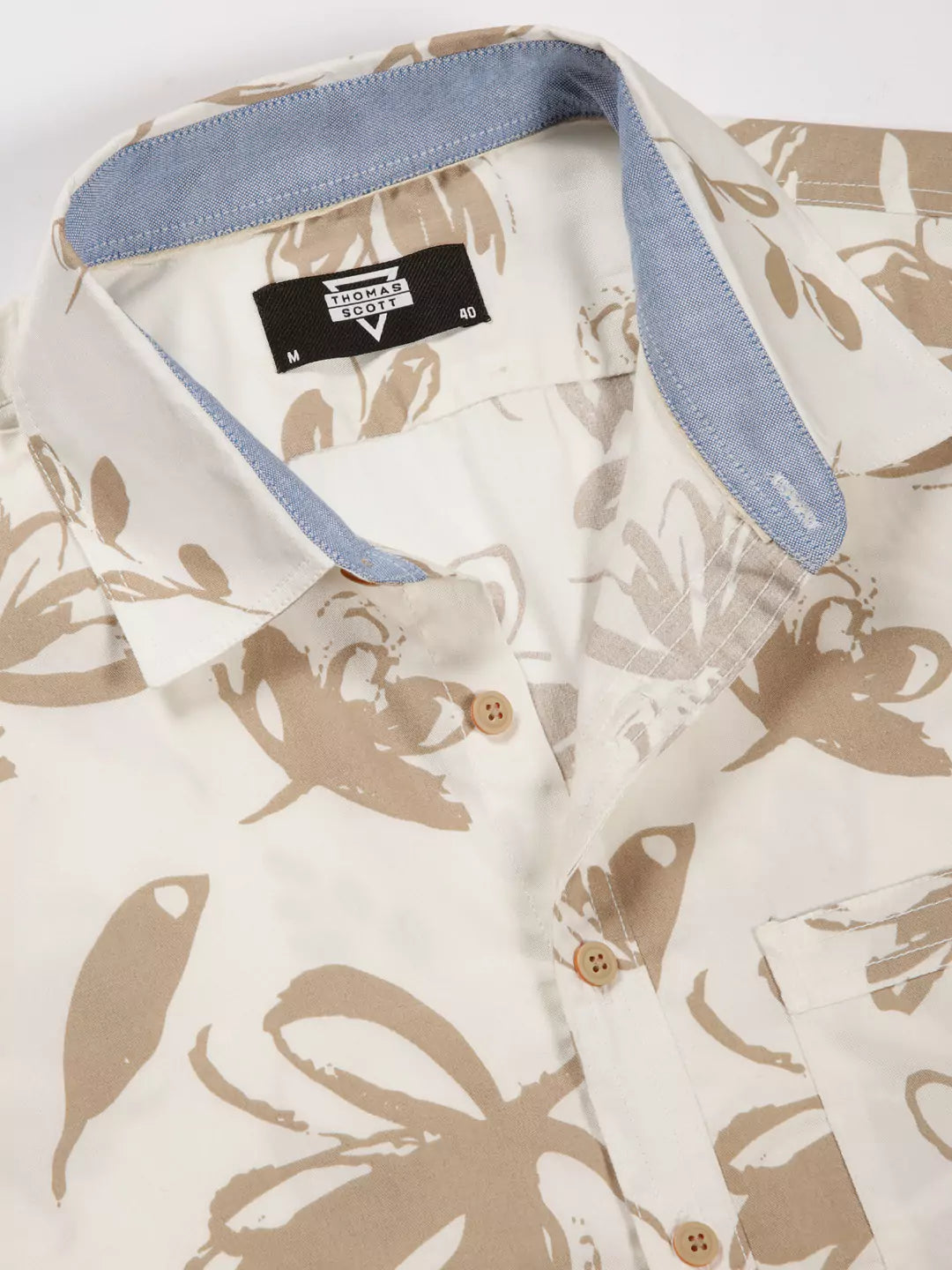 Thomas Scott Men Premium Slim Fit Floral Opaque Printed Cotton Casual Shirt