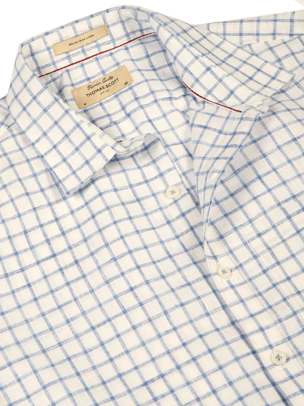 Thomas Scott Men Premium Slim Fit Micro Checks Cotton & Linen Casual Shirt