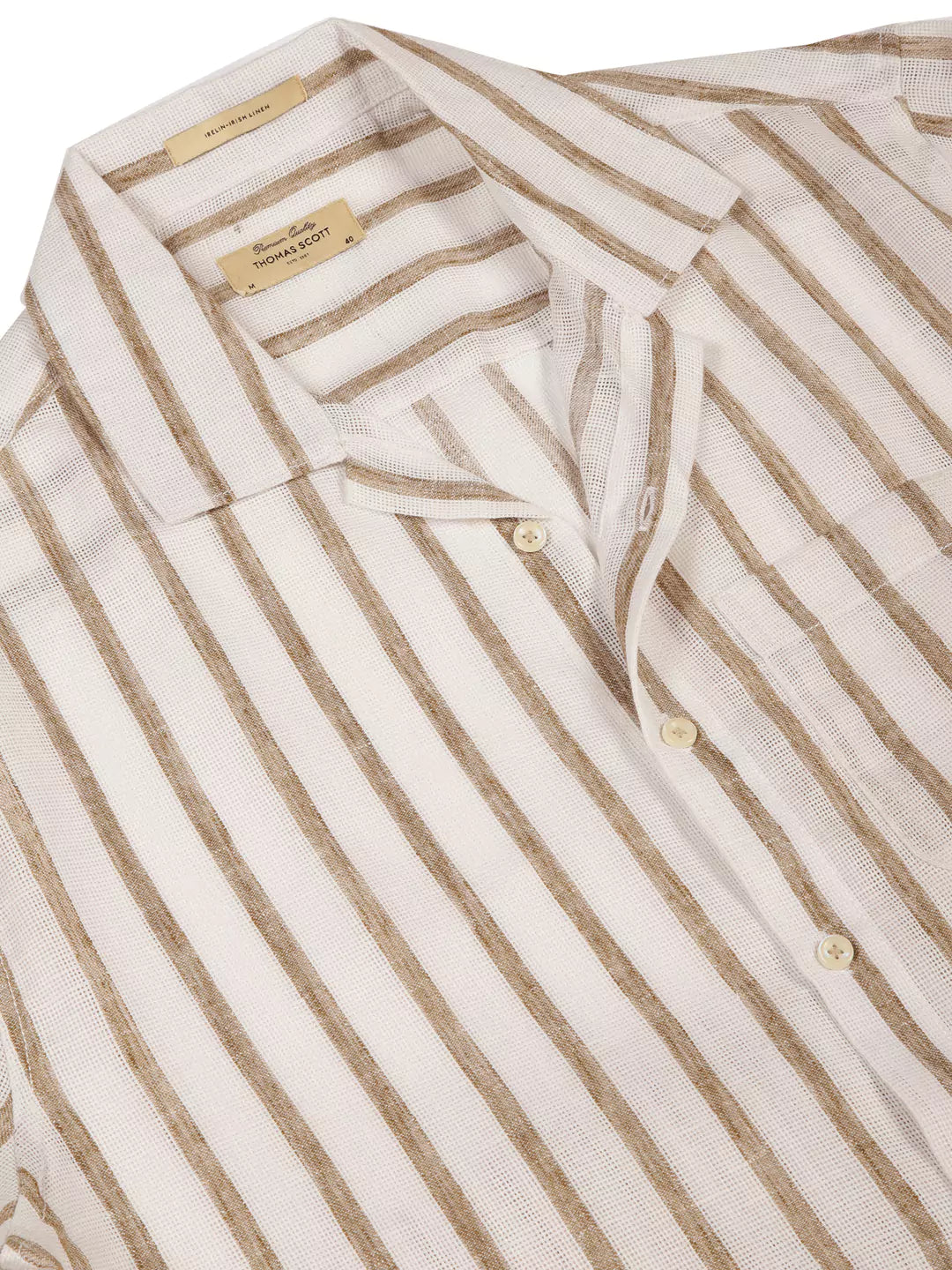 Thomas Scott Men Premium Vertical Stripes Cotton & Linen Casual Shirt